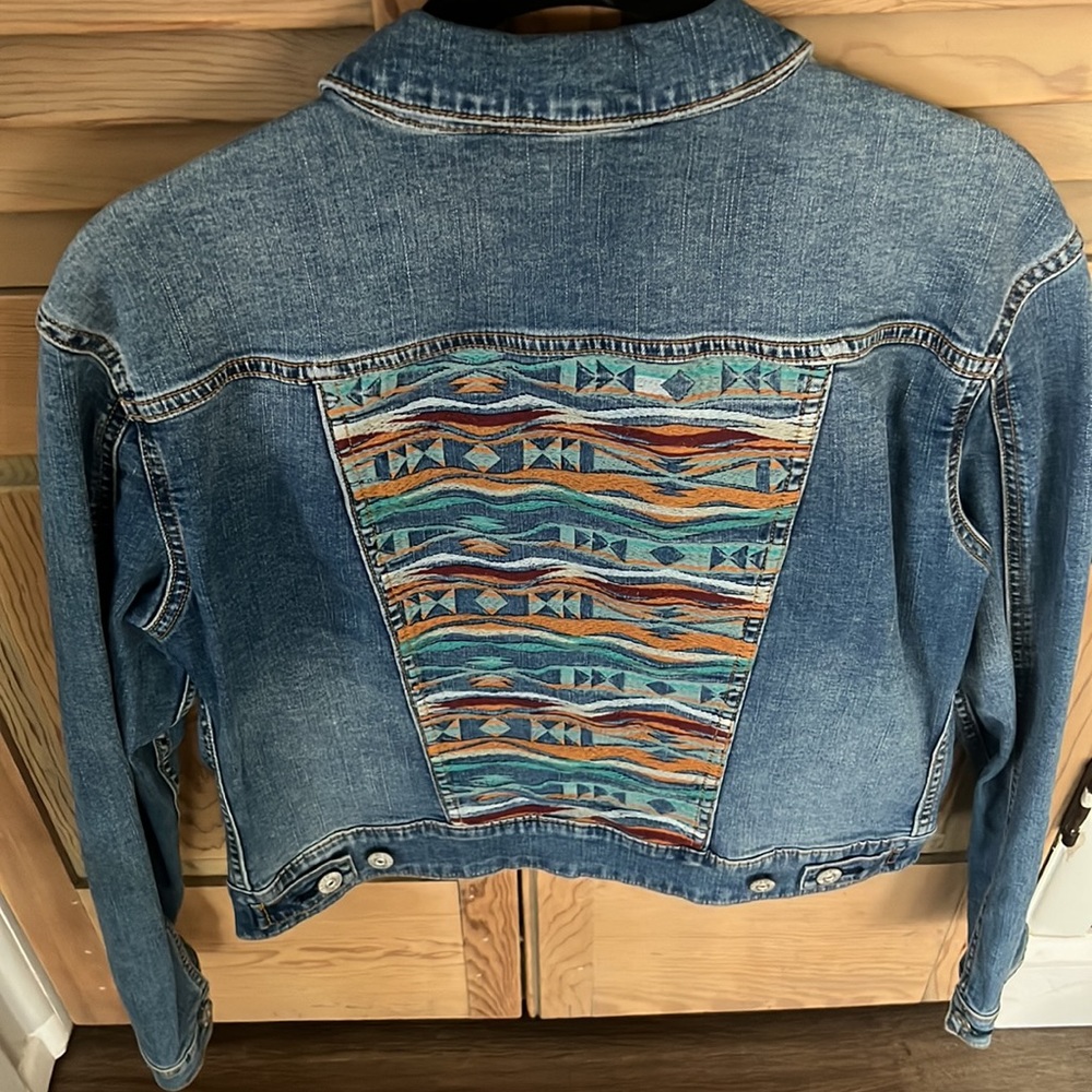 Aztec Embroidered back Jean Jacket - Picture 3 of 3